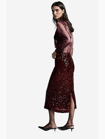 Gonna midi con paillettes e spacco hiccup