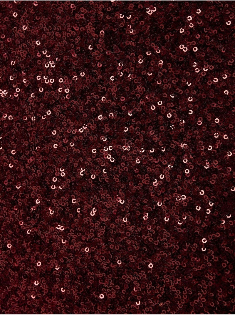 Gonna midi con paillettes e spacco Rosso bordeaux - Kiabi