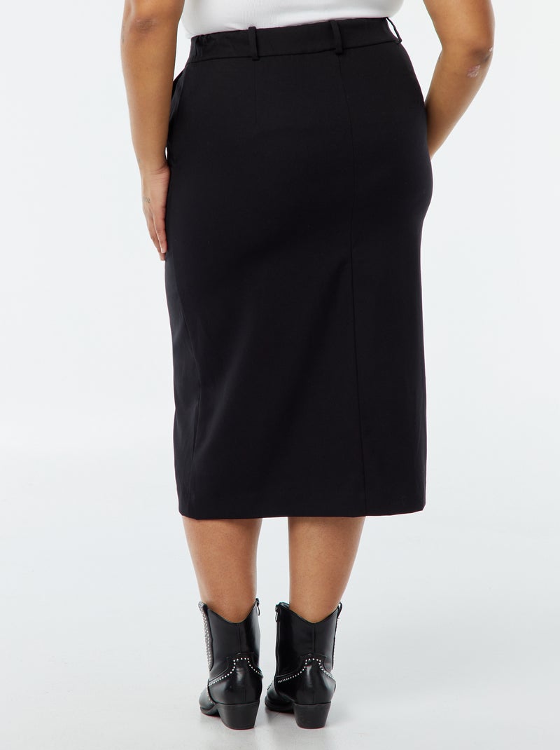 Gonna midi con spacco sul davanti nero - Kiabi