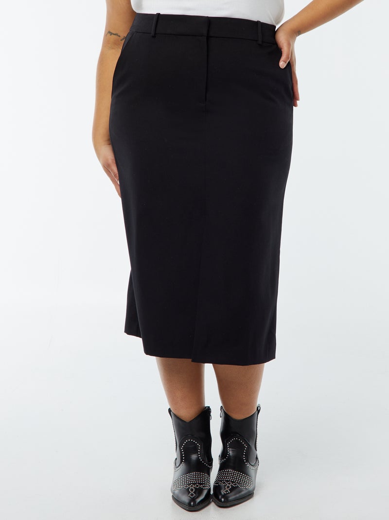 Gonna midi con spacco sul davanti nero - Kiabi