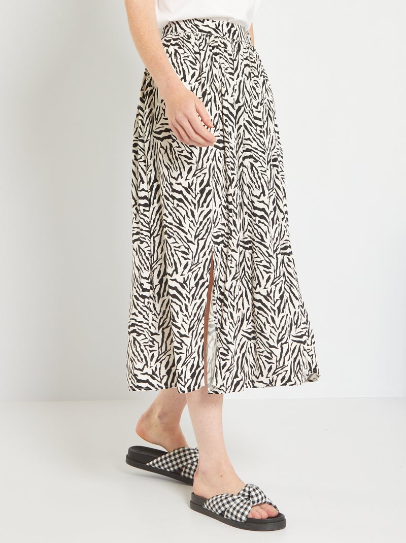 Gonna midi con stampa animalier BIANCO - Kiabi