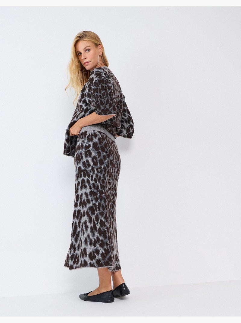Gonna midi con stampa animalier, mo fashion Grigio - Kiabi