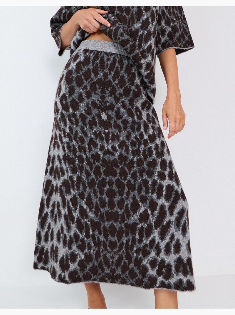 Gonna midi con stampa animalier, mo fashion Grigio - Kiabi