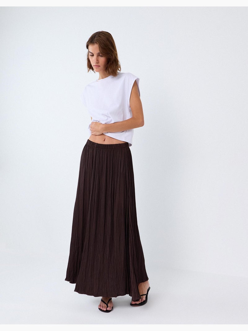 Gonna midi fluida, mo fashion Marrone - Kiabi