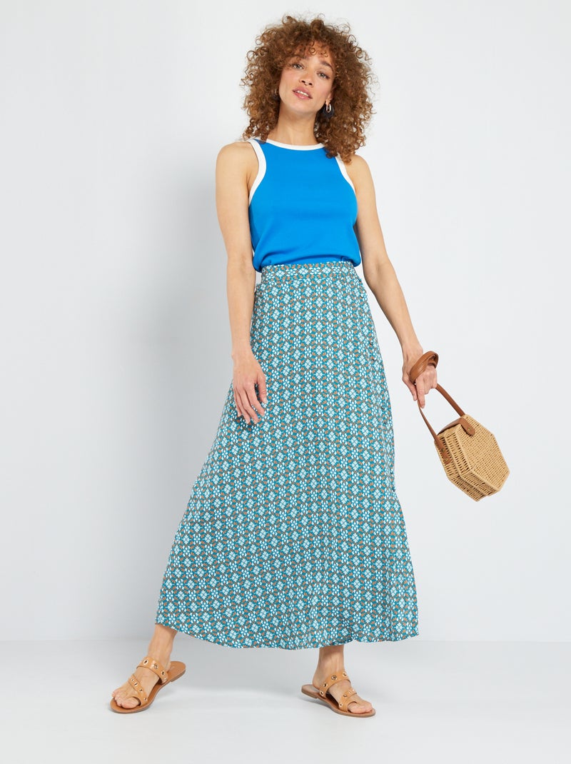 Gonna midi georgette BLU - Kiabi