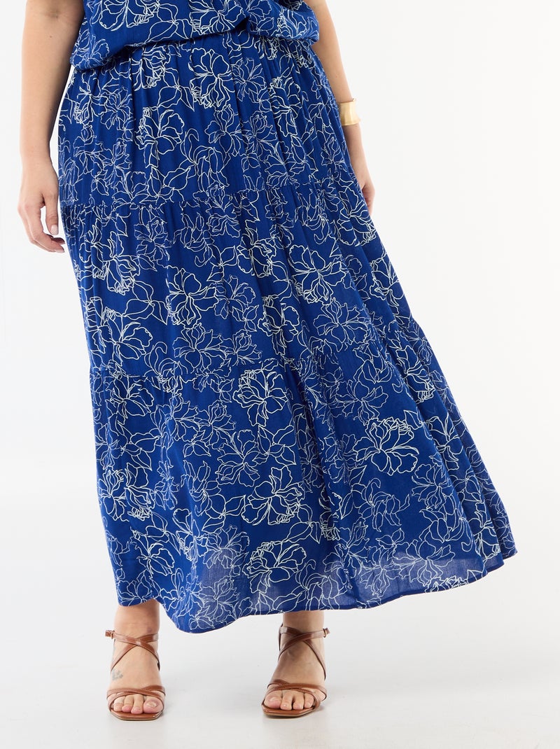 Gonna midi in crêpe Blu - Kiabi