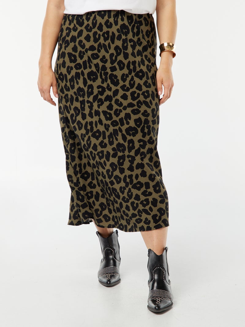 Gonna midi in crespone KAKI - Kiabi