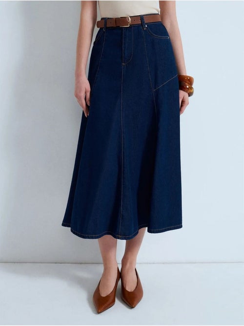 Gonna midi in denim a trapezio a vita alta dilvin - Kiabi Gonna midi in denim a trapezio a vita alta dilvin - Kiabi