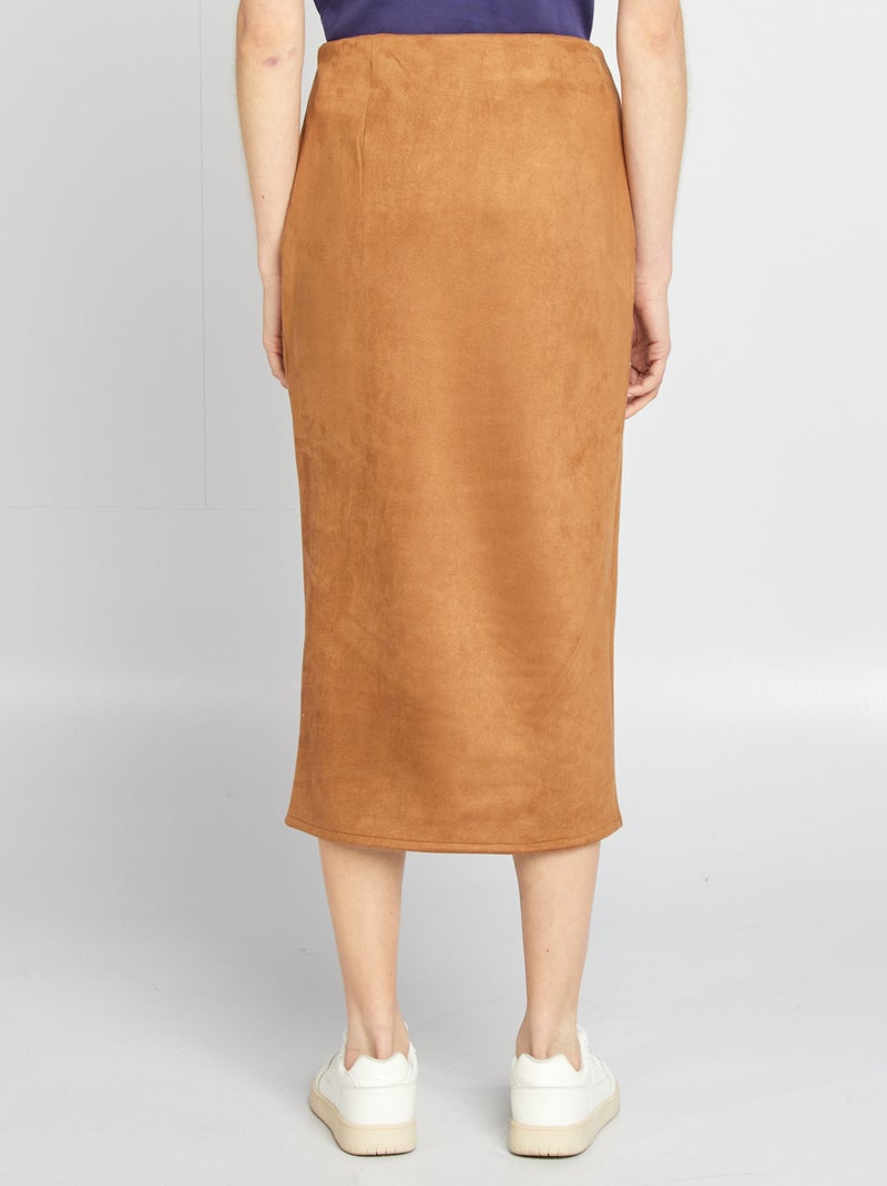 Gonna midi in finto camoscio MARRONE - Kiabi