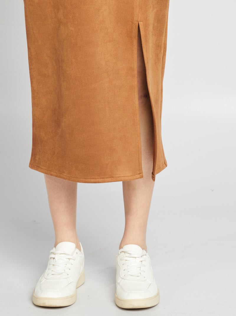 Gonna midi in finto camoscio MARRONE - Kiabi