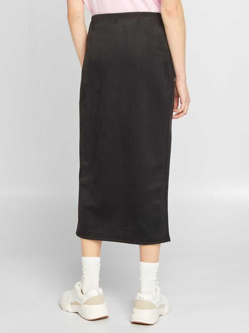 Gonna midi in finto camoscio nero - Kiabi