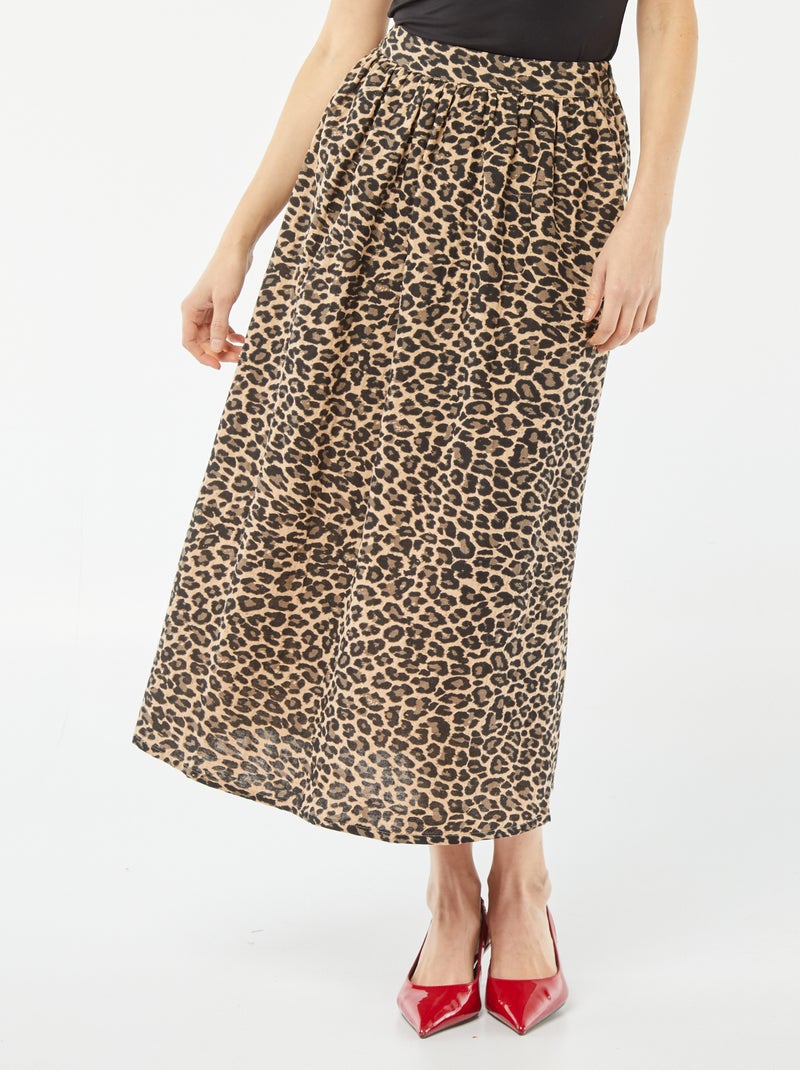 Gonna midi in garza di cotone BEIGE - Kiabi