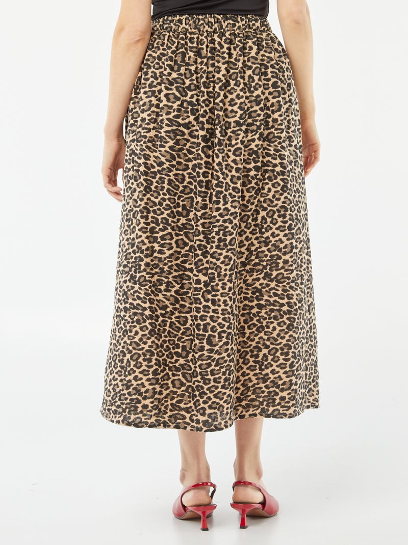 Gonna midi in garza di cotone BEIGE - Kiabi