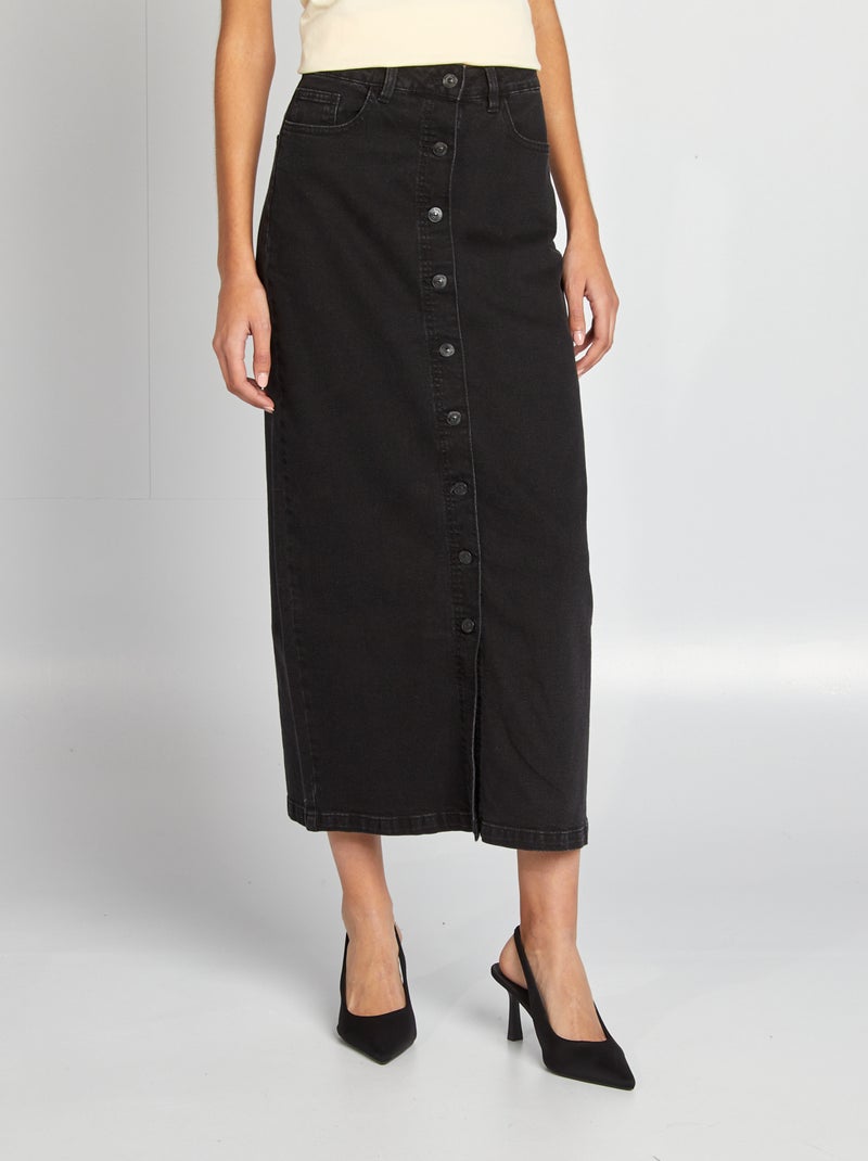 Gonna midi in jeans con apertura con bottoni GRIGIO - Kiabi