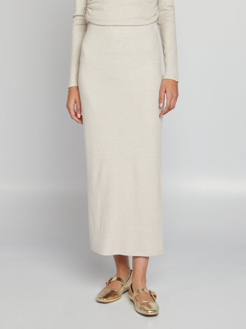 Gonna midi in maglia doudou BEIGE - Kiabi
