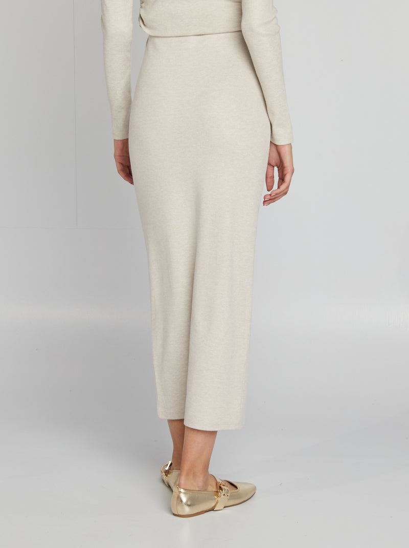 Gonna midi in maglia doudou BEIGE - Kiabi