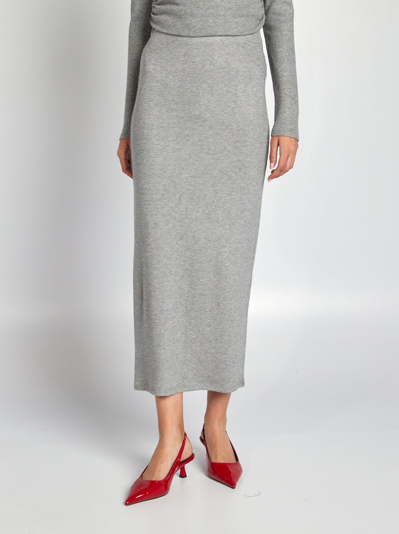 Gonna midi in maglia doudou GRIGIO - Kiabi