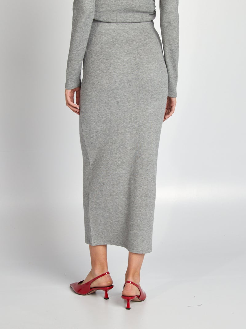 Gonna midi in maglia doudou GRIGIO - Kiabi