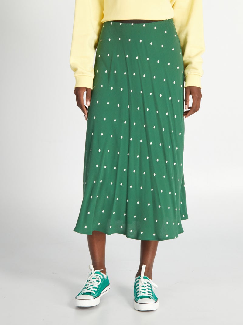Gonna midi in maglia effetto crêpe VERDE - Kiabi