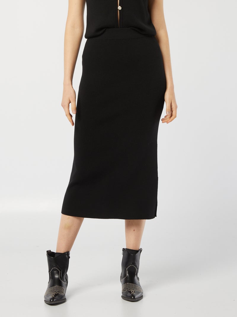 Gonna midi in maglia nero - Kiabi