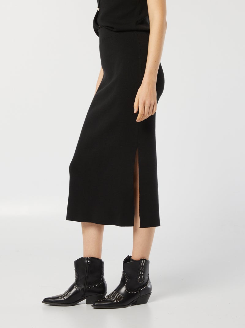 Gonna midi in maglia nero - Kiabi