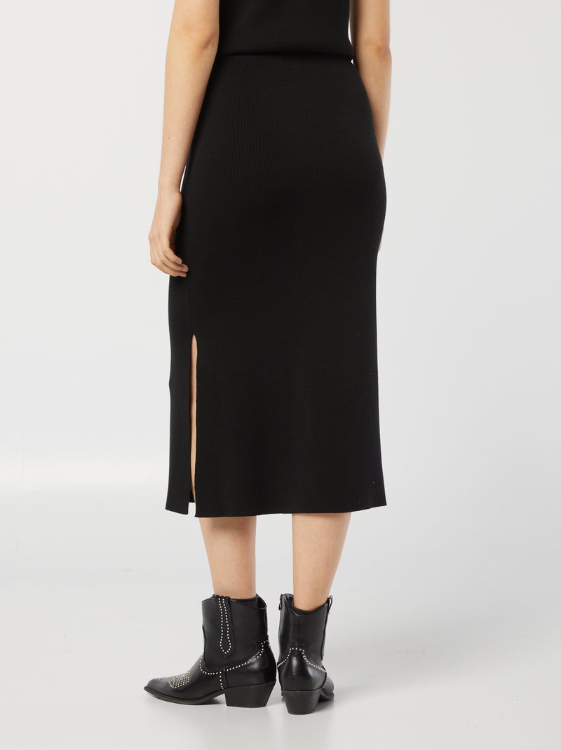 Gonna midi in maglia nero - Kiabi