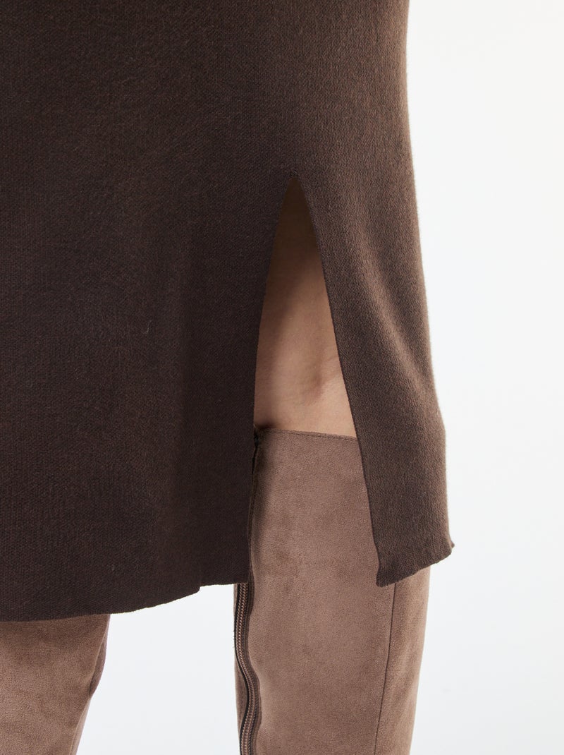 Gonna midi in maglia ottoman Marrone - Kiabi