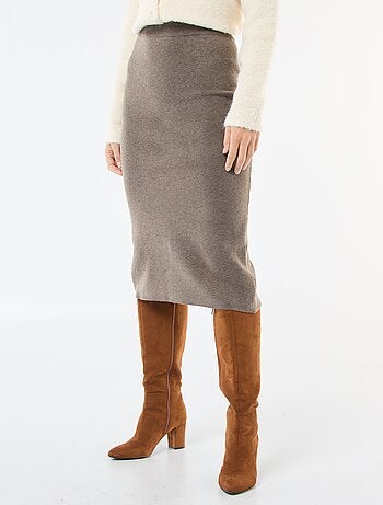 Gonna midi in maglia ottoman
