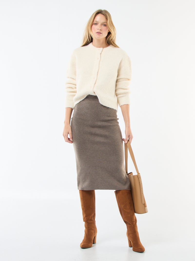 Gonna midi in maglia ottoman Marrone - Kiabi