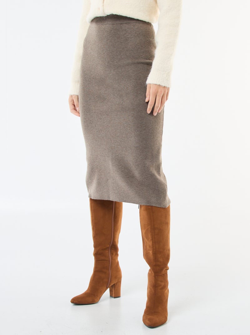 Gonna midi in maglia ottoman Marrone - Kiabi