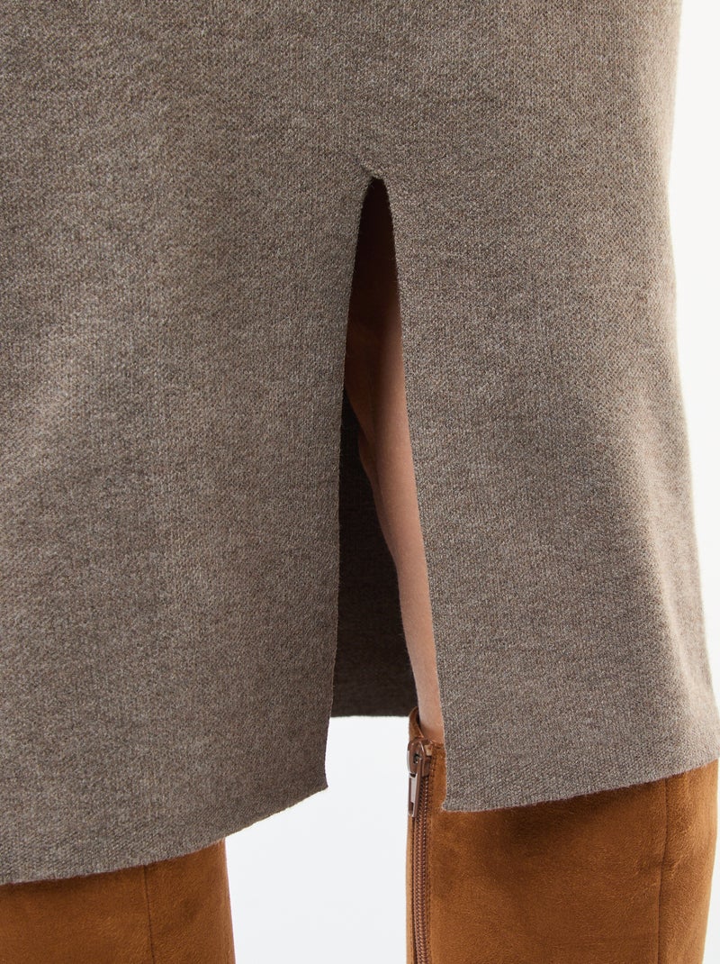 Gonna midi in maglia ottoman Marrone - Kiabi