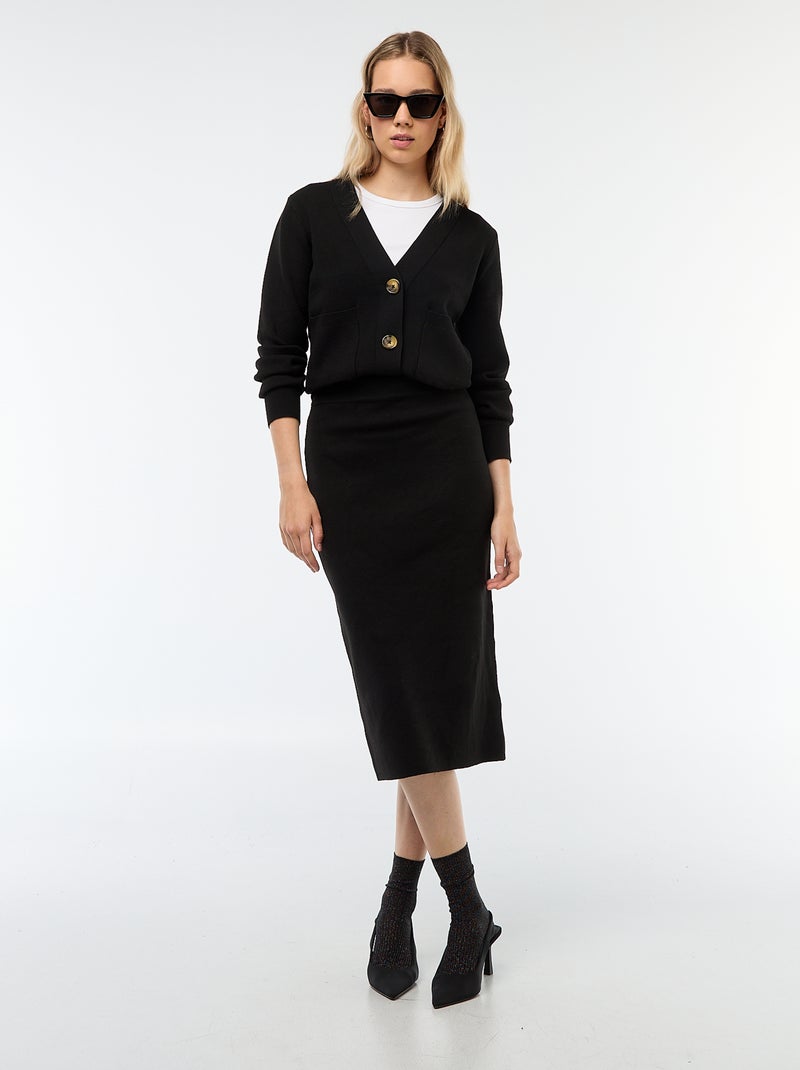 Gonna midi in maglia ottoman Nero - Kiabi