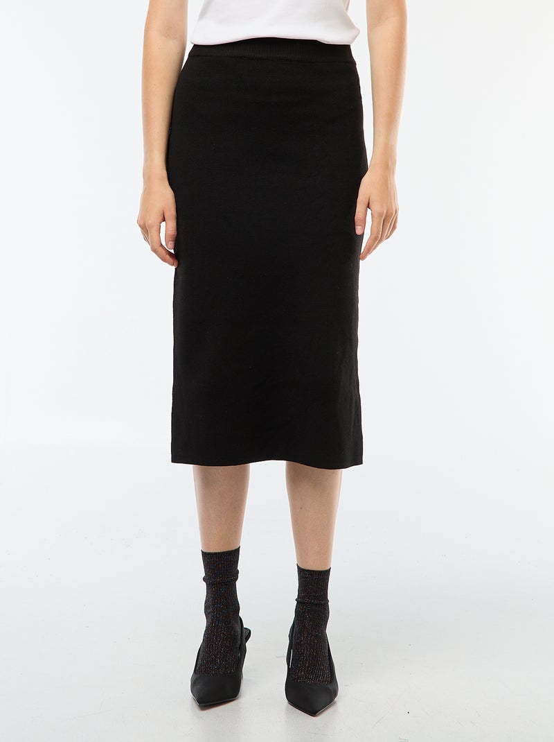 Gonna midi in maglia ottoman Nero - Kiabi