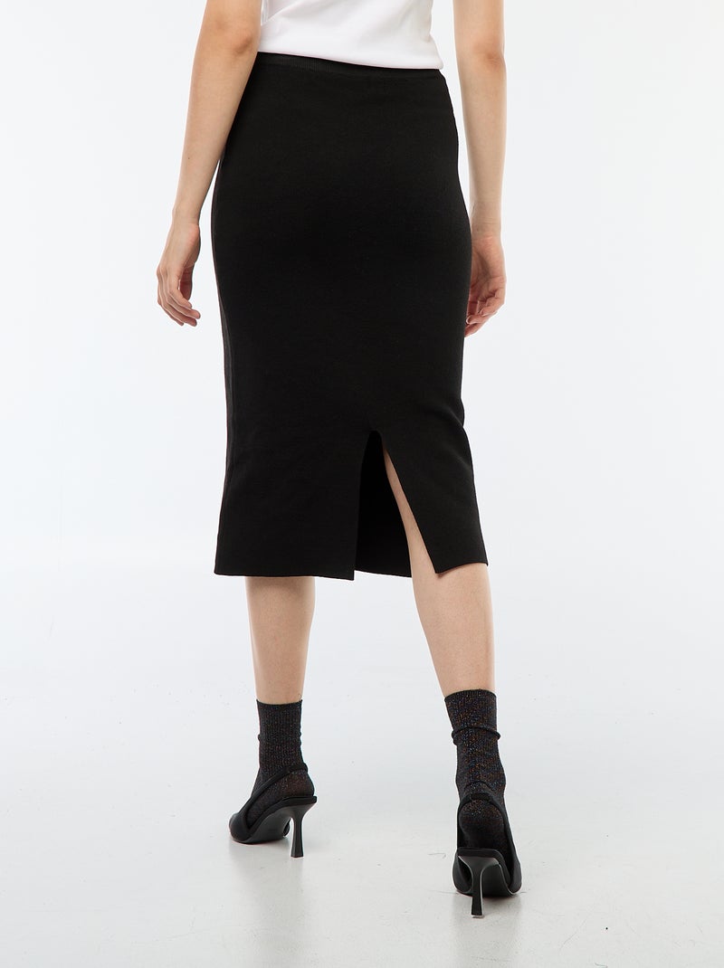Gonna midi in maglia ottoman Nero - Kiabi