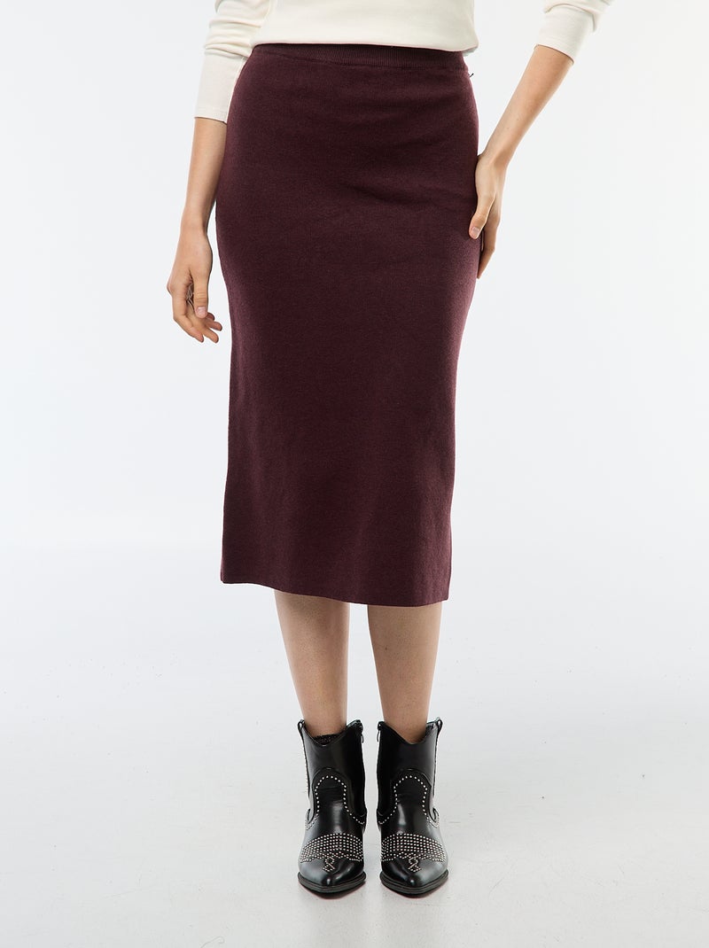 Gonna midi in maglia ottoman Viola - Kiabi