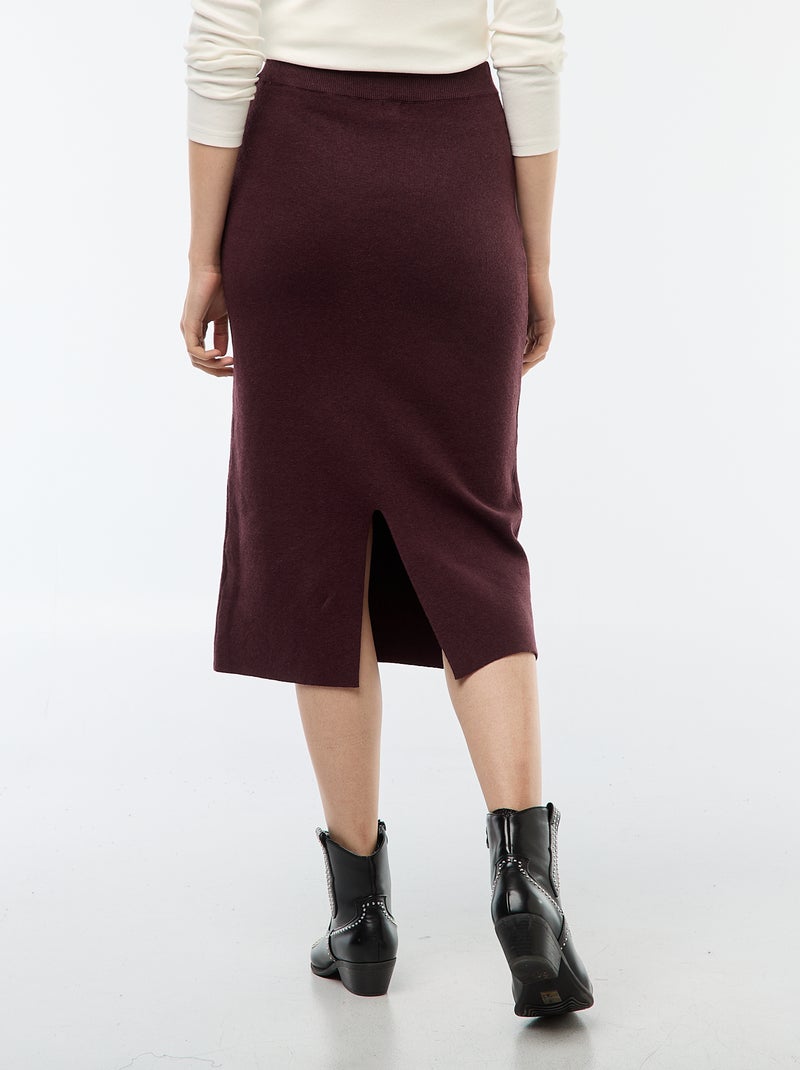 Gonna midi in maglia ottoman Viola - Kiabi