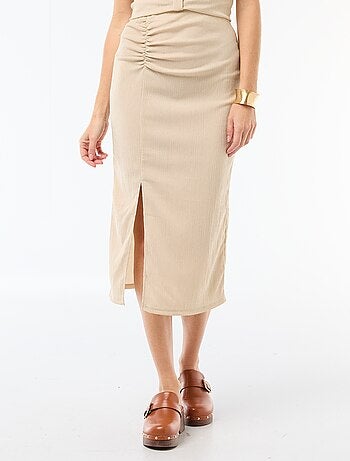 Gonna midi in maglia texturizzata