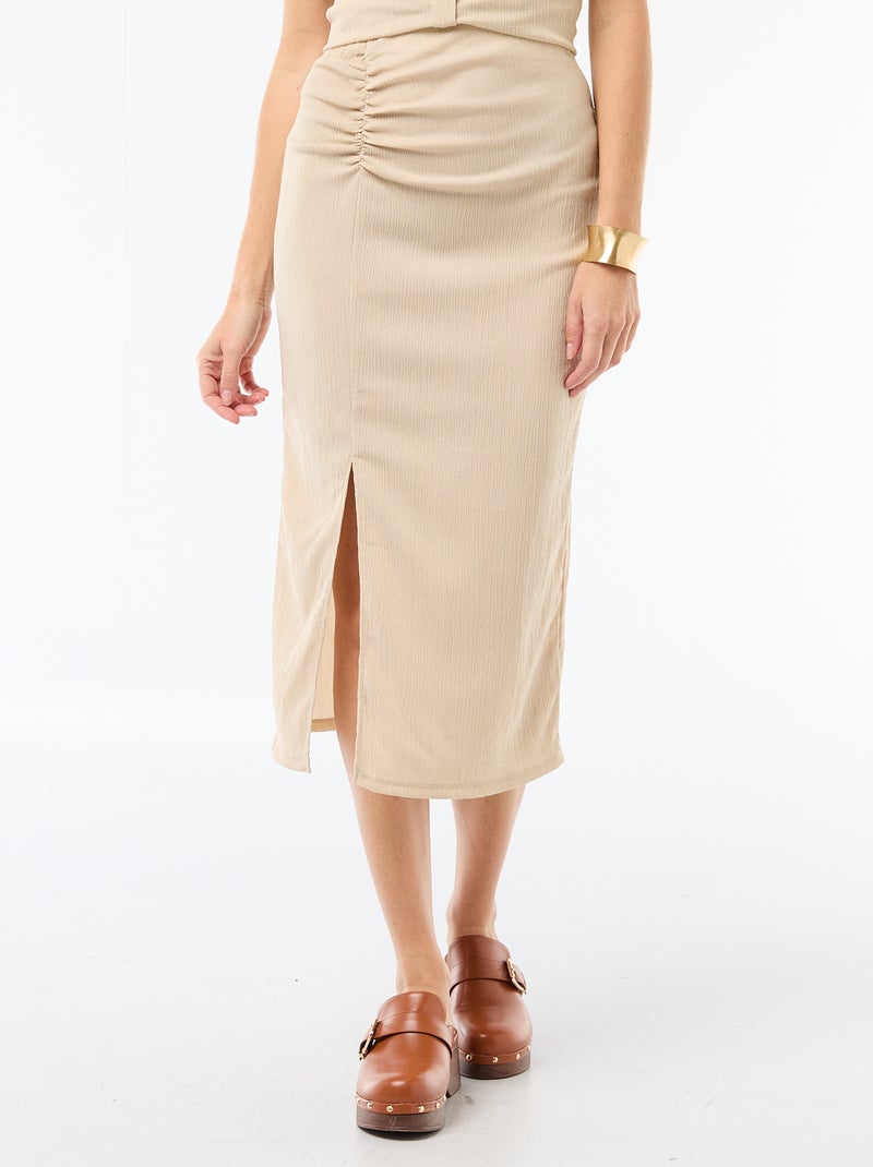 Gonna midi in maglia texturizzata Beige - Kiabi