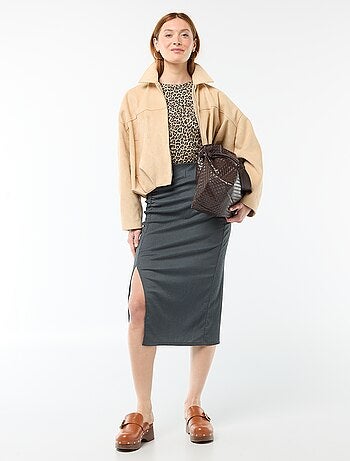 Gonna midi in maglia texturizzata