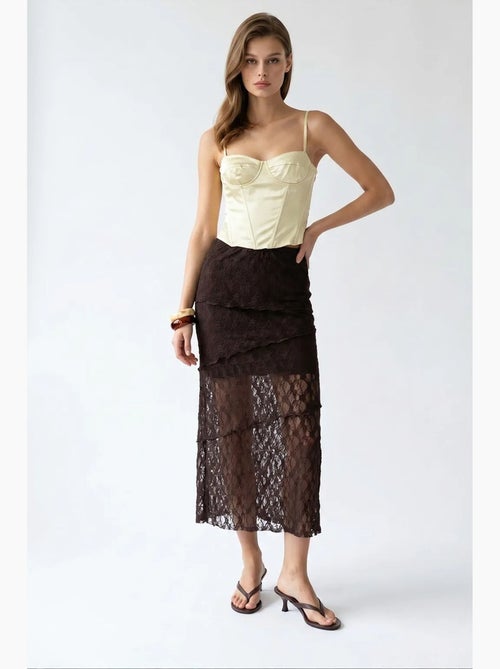 Gonna midi in pizzo a vita alta mixray - Kiabi Gonna midi in pizzo a vita alta mixray - Kiabi