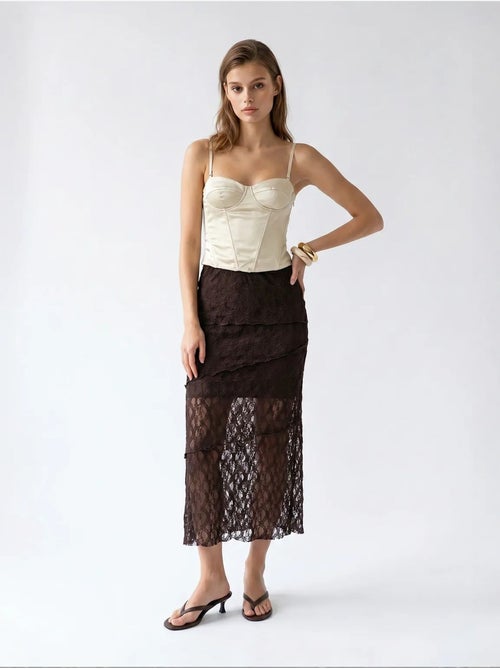 Gonna midi in pizzo a vita alta mixray - Kiabi Gonna midi in pizzo a vita alta mixray - Kiabi