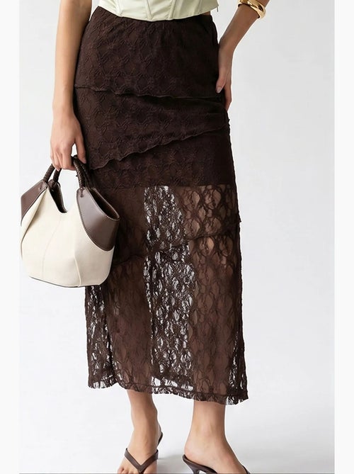 Gonna midi in pizzo a vita alta mixray - Kiabi Gonna midi in pizzo a vita alta mixray - Kiabi