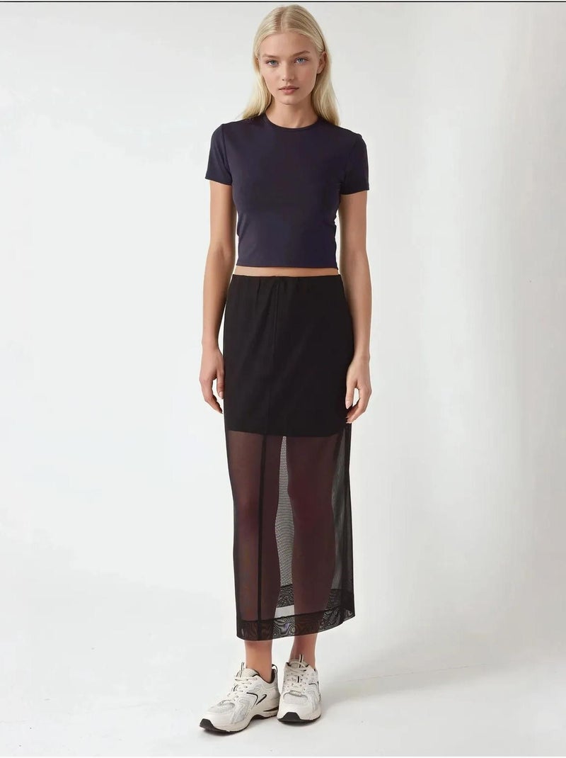 Gonna midi in pizzo a vita alta pika collection hiccup Nero - Kiabi
