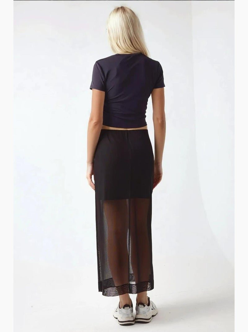 Gonna midi in pizzo a vita alta pika collection hiccup Nero - Kiabi