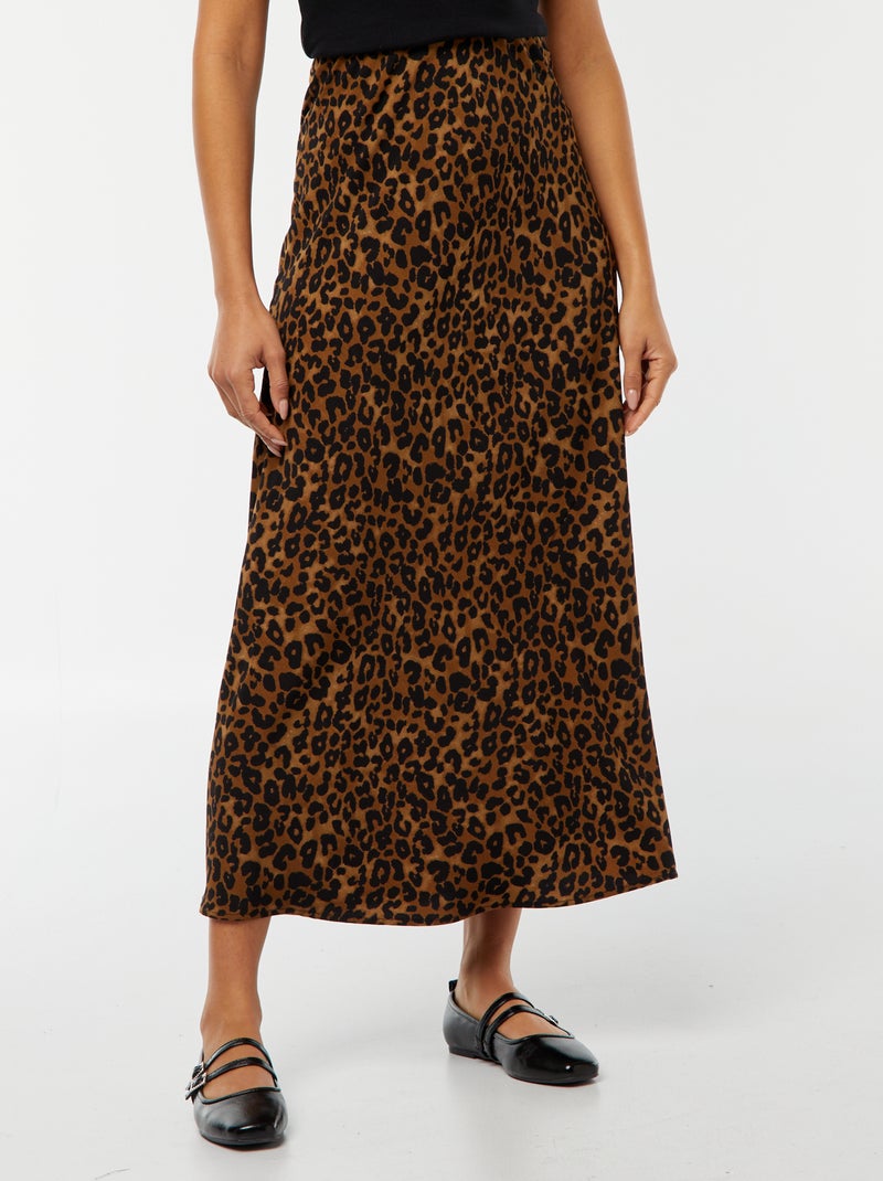 Gonna midi in raso MARRONE - Kiabi