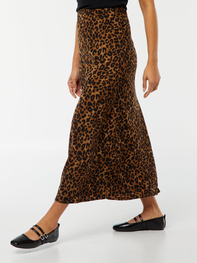 Gonna midi in raso MARRONE - Kiabi