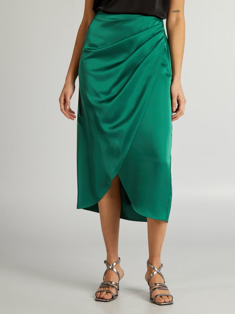 Gonna midi in raso VERDE - Kiabi