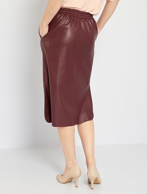 Gonna midi in similpelle - rosso - Kiabi - 18.00€