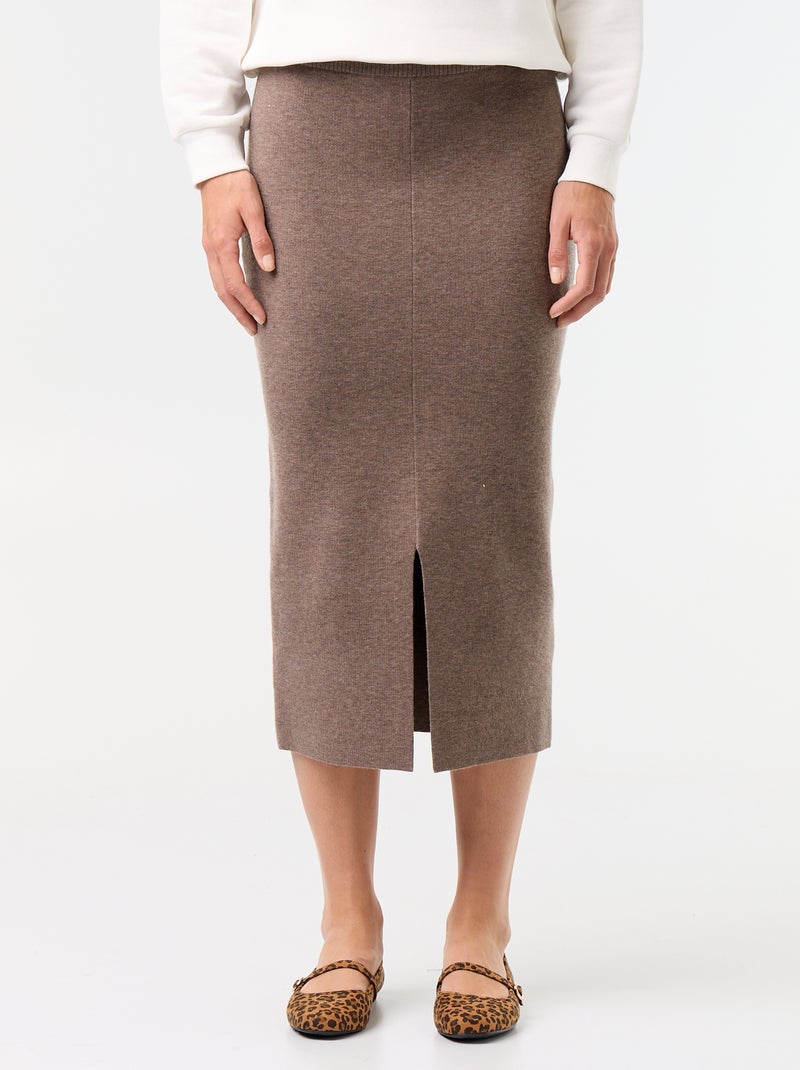 Gonna midi in tessuto ottoman Beige - Kiabi