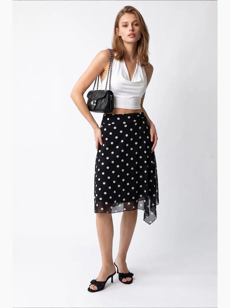 Gonna midi in tulle a pois a vita alta mixray Nero - Kiabi